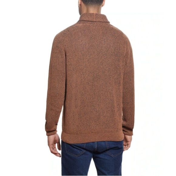 Weatherproof Vintage Shaker Toggle Shawl Collar Sweater in Brown Sugar - Picture 4 of 12